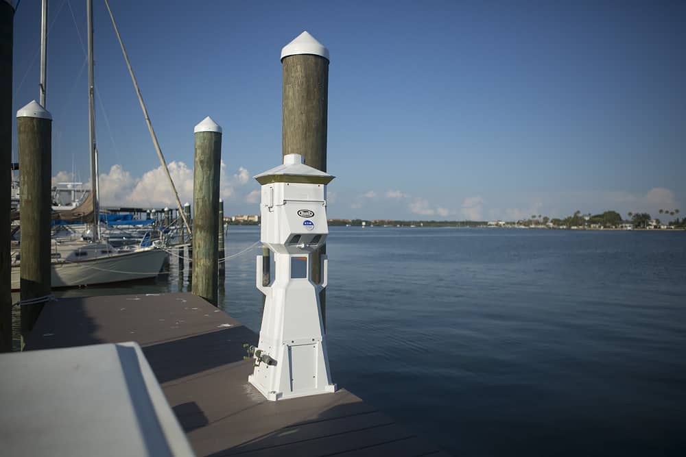 Eaton power pedestal on a dock