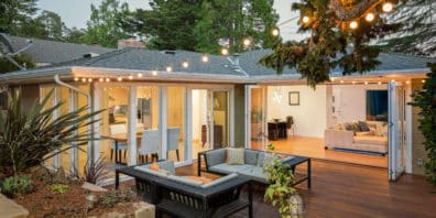 House with deck at twilight