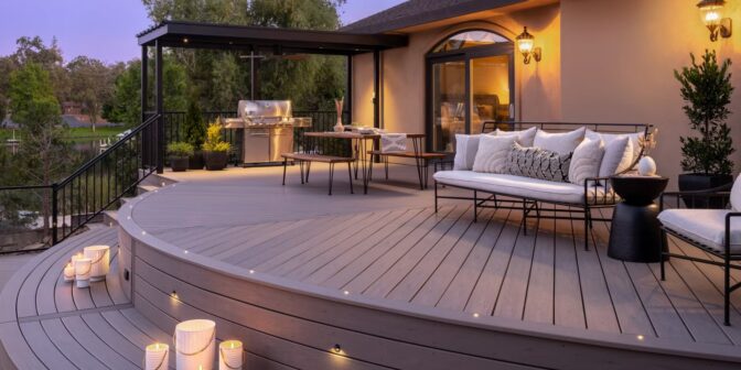 trex lineage deck with outdoor sitting area