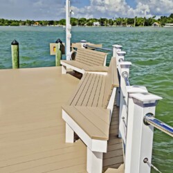 Azek posts with Atlantis Rail stainless steel top rail and stainless steel cable rail. , Lighting & Railing