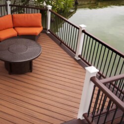 Decking: Trex Transcend in Tiki Torch, Railing: Trex Transcend in Vintage Lantern , Lighting & Railing