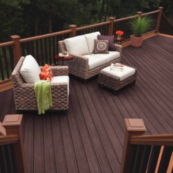 Trex Transcend decking in Vintage Lantern. Trex railing in Tree House. , Lighting & Railing